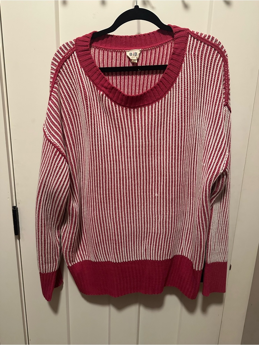 BiBi Pink and White Stripe Knit Sweater